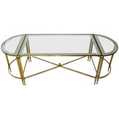 French Jansen Style Three-Part Brass Cocktail Table