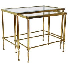Pair of Italian Brass Nesting or Side Tables