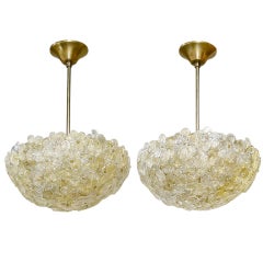 Pair of Barovier Murano Glass Floral Light Ceiling Pendants Pair of Barovier Murano Glass Floral Light Ceiling Pendants