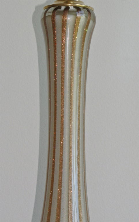 Pair of Rare Circus Stripe Barbini Murano Italian Glass Lamps 4