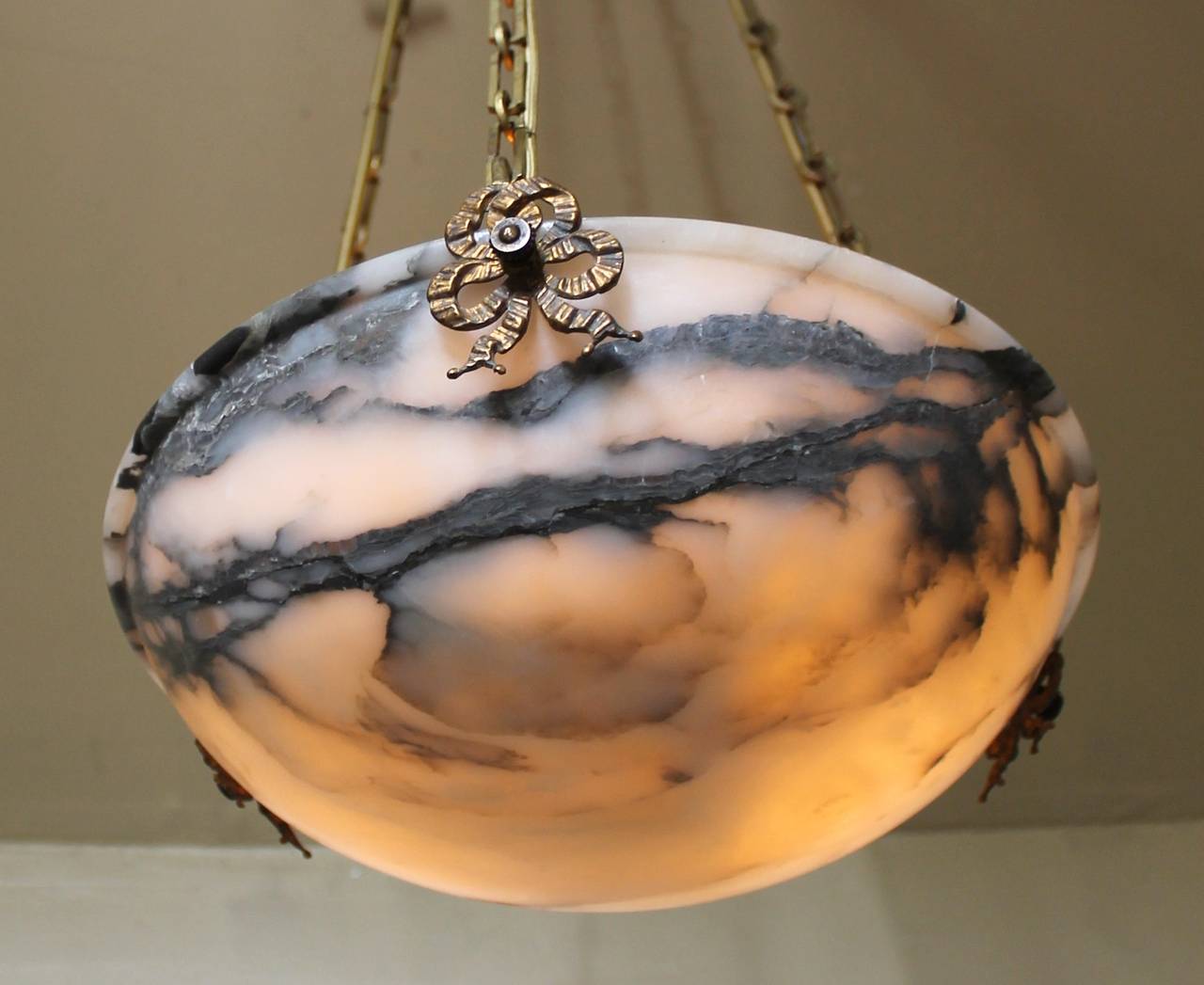 French Louis XVl Style Alabaster Pendant Light 4