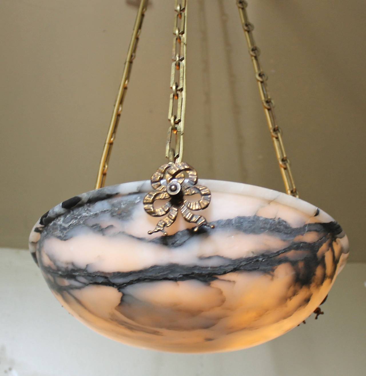 Mid-20th Century French Louis XVl Style Alabaster Pendant Light