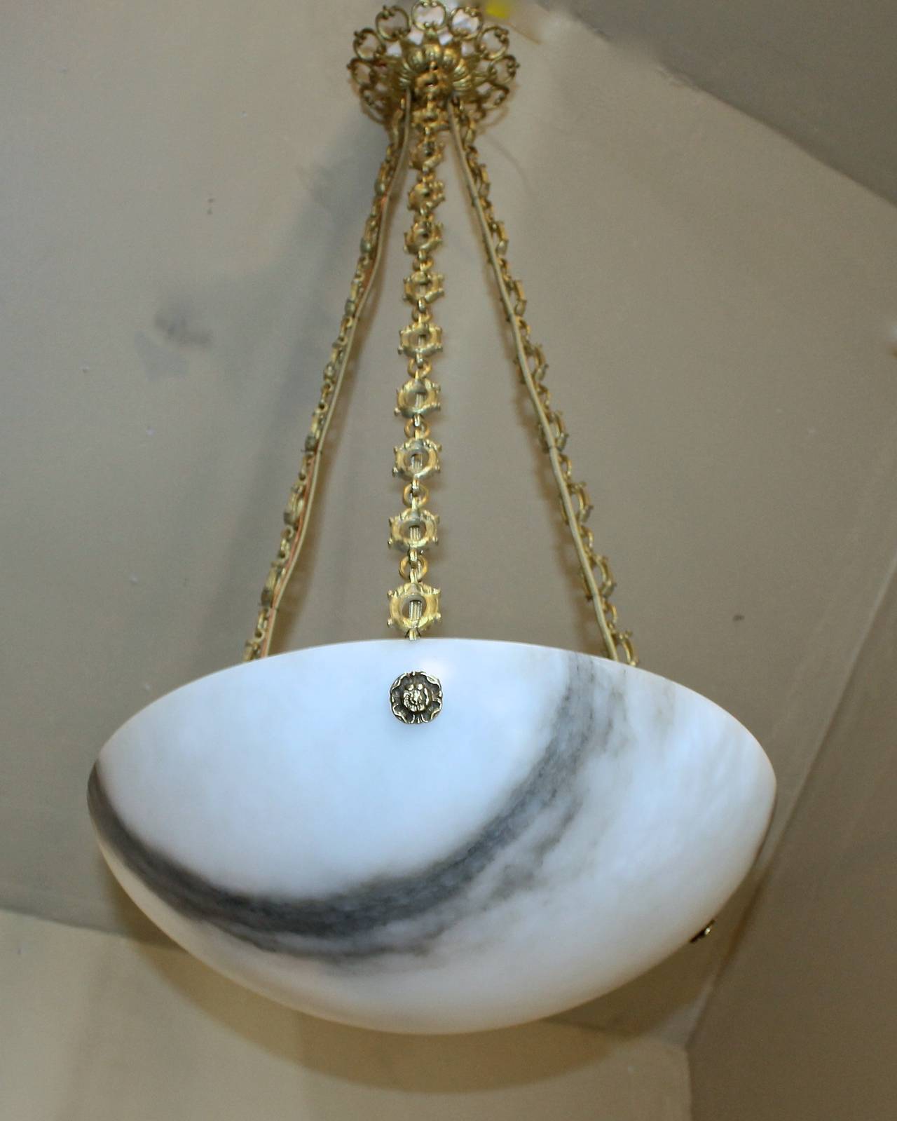 French Alabaster Ceiling Pendant Light