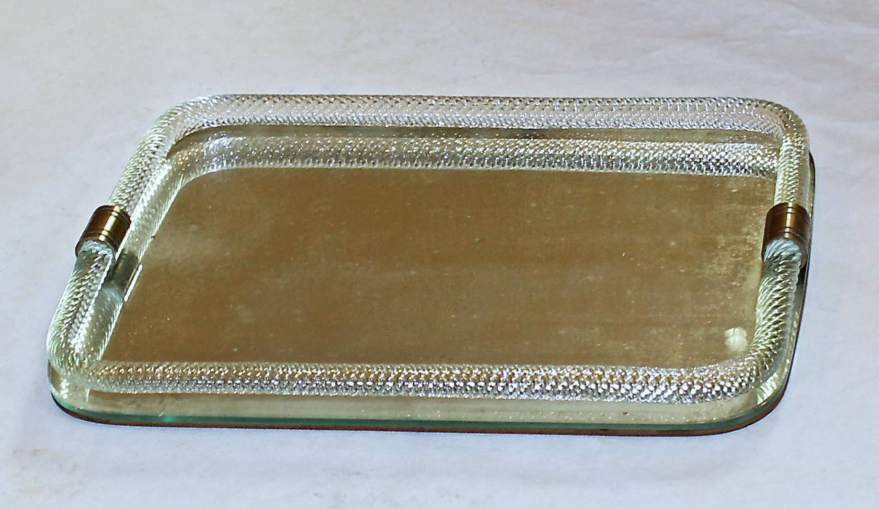 Venini Murano Twisted Rope Mirrored Vanity Tray In Good Condition In Palm Springs, CA