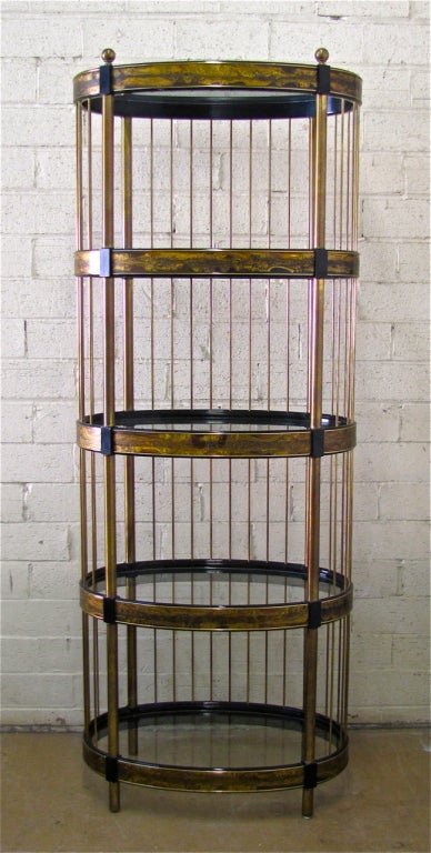 Mastercraft Bernhard Rohne Acid Etched Brass Oval Etagere