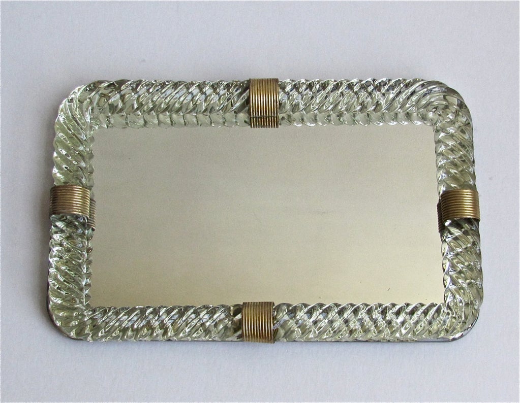 Venini Style Murano Twisted Glass Rope Vanity Tray 1