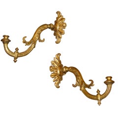 Large Italian Gilt Wood Wall Sconces