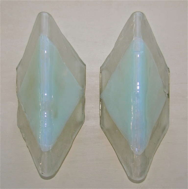 Pair Mazzega Murano Opalescent Glass Wall Sconces 3