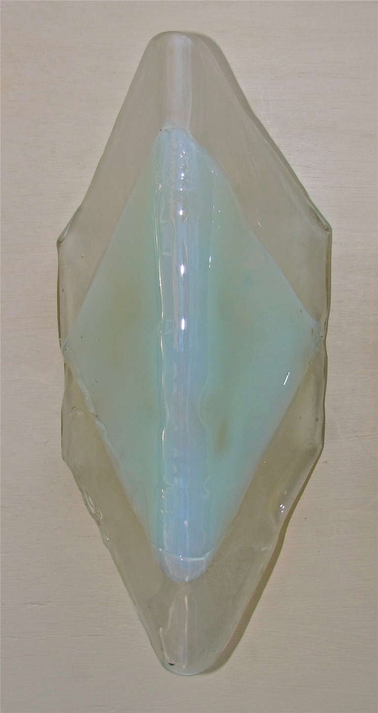 Italian Pair Mazzega Murano Opalescent Glass Wall Sconces