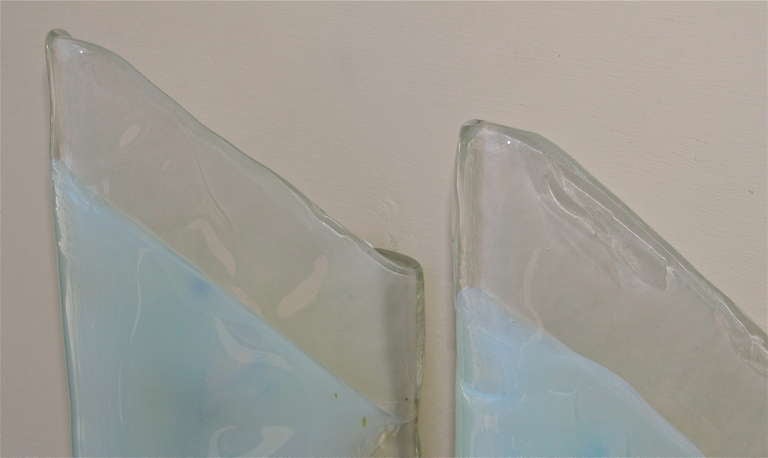 Mid-20th Century Pair Mazzega Murano Opalescent Glass Wall Sconces