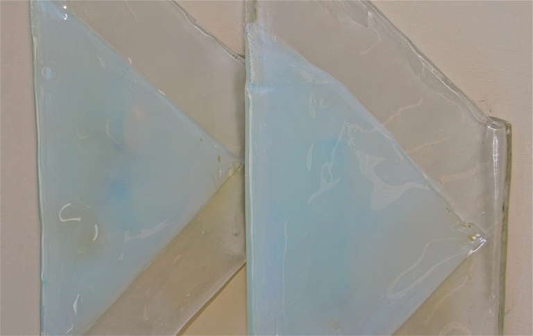 Pair Mazzega Murano Opalescent Glass Wall Sconces In Excellent Condition In Palm Springs, CA