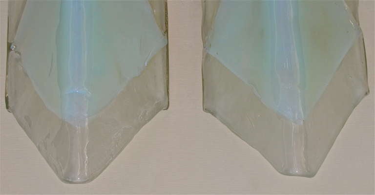 Pair Mazzega Murano Opalescent Glass Wall Sconces 2