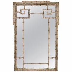 Huge Itailian Carved Wood Faux Bamboo Wall Mirror