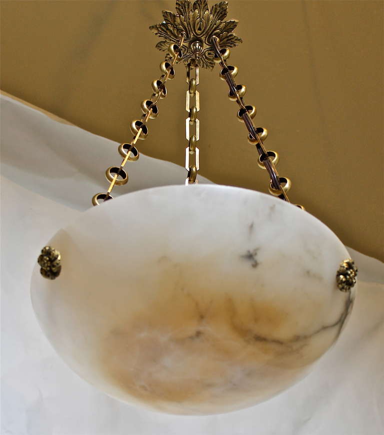 Mid-20th Century French Alabaster Pendant Chandelier