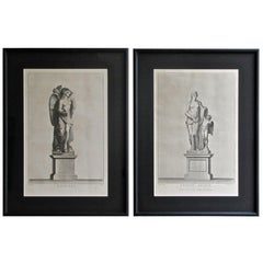 Antique Pair of 19th Century Neoclassic Framed Prints