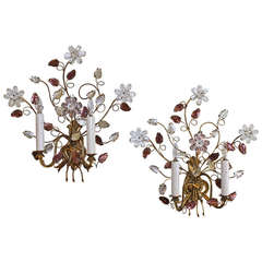 Pair of Bagues Style Floral Gilt Wall Sconces 4