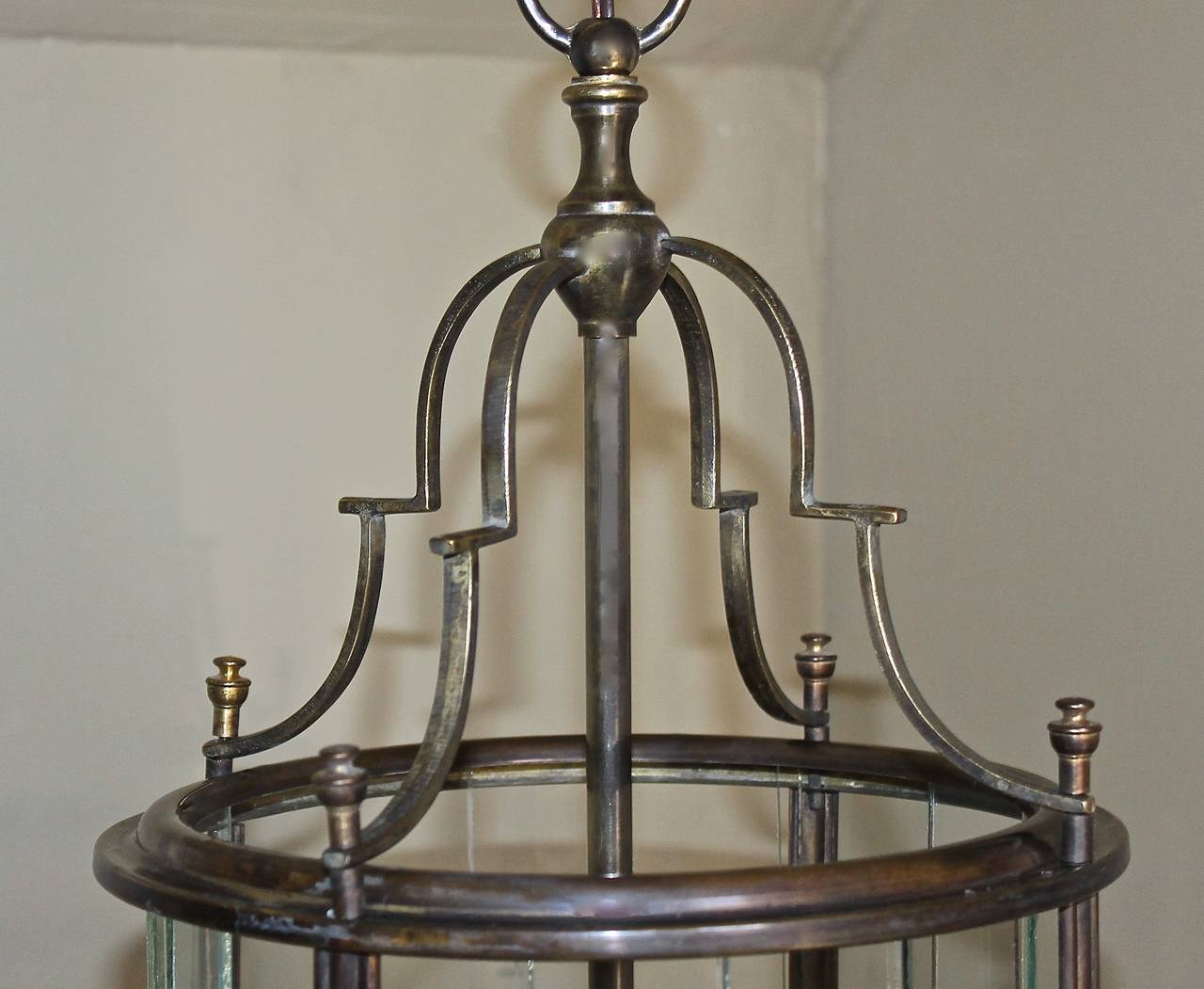 Italian Neoclassic Brass Hall Lantern Pendant Light For Sale 2