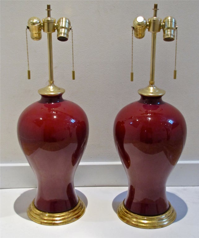 Exceptional Pair Chinese Oxblood Porcelain Lamps 2