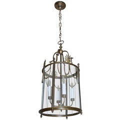 Italian Neoclassic Brass Hall Lantern Pendant Light 5