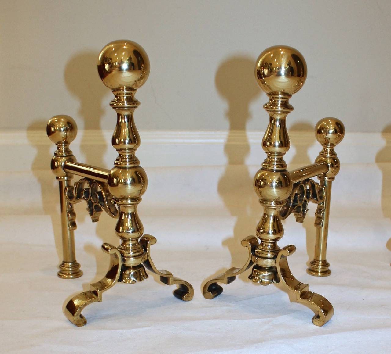 19th Century English Brass Andirons 1