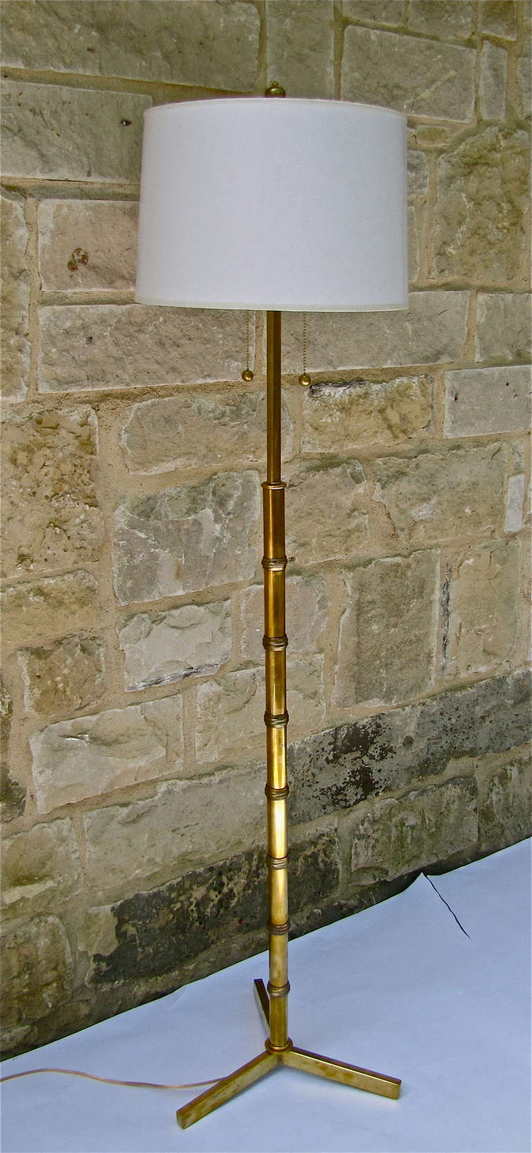 Faux Bamboo Brass Floor Lamp At 1stdibs Faux Brass Bamboo Floor Lamp With Double Sockets Lights Rewired Shade Not Include For