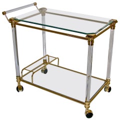 French Lucite Brass Bar Cart