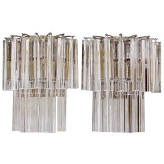 Pair Venini Murano Triedi Glass Wall Sconces