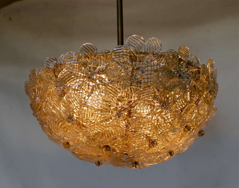 Mid-20th Century Barovier Murano Glass Floral Light Ceiling Pendant