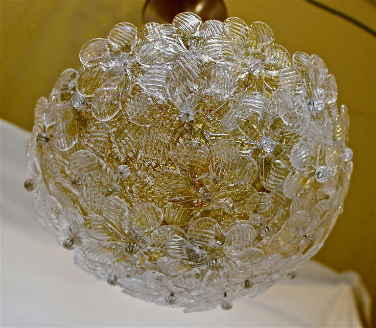 Barovier Murano Glass Floral Light Ceiling Pendant In Excellent Condition In Palm Springs, CA