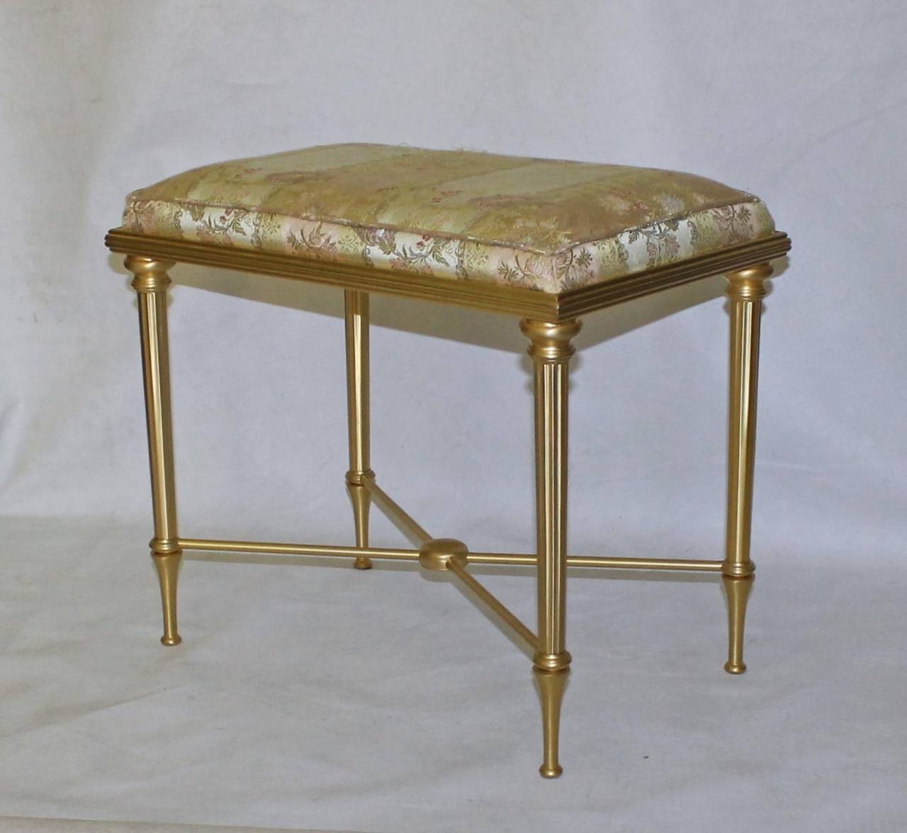 French Gilt Brass Louis XVl Neoclassic Style Bench 3