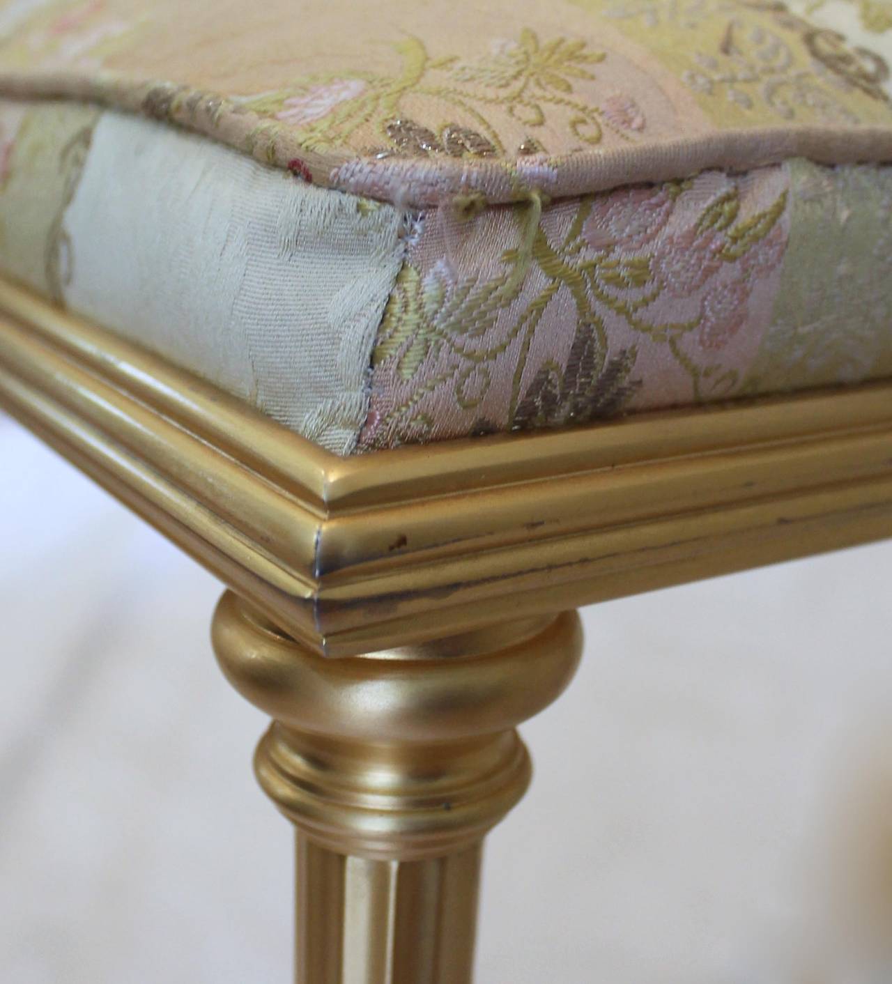 French Gilt Brass Louis XVl Neoclassic Style Bench 1