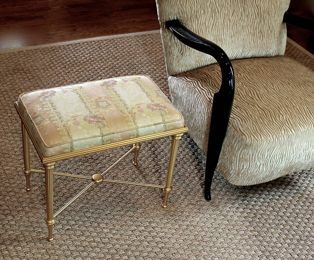 French Gilt Brass Louis XVl Neoclassic Style Bench In Excellent Condition In Palm Springs, CA