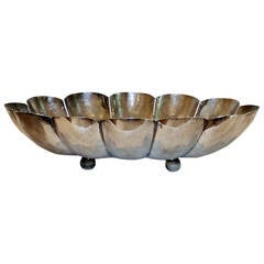 Large Casa Prieto Scalloped Silver Centerpiece Footed Bowl
