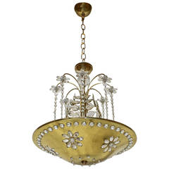 Maison Bagues Style Crystal Leaf Chandelier or Pendant Light