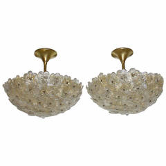 Pair of Barovier Murano Glass Floral Ceiling Pendant Lights