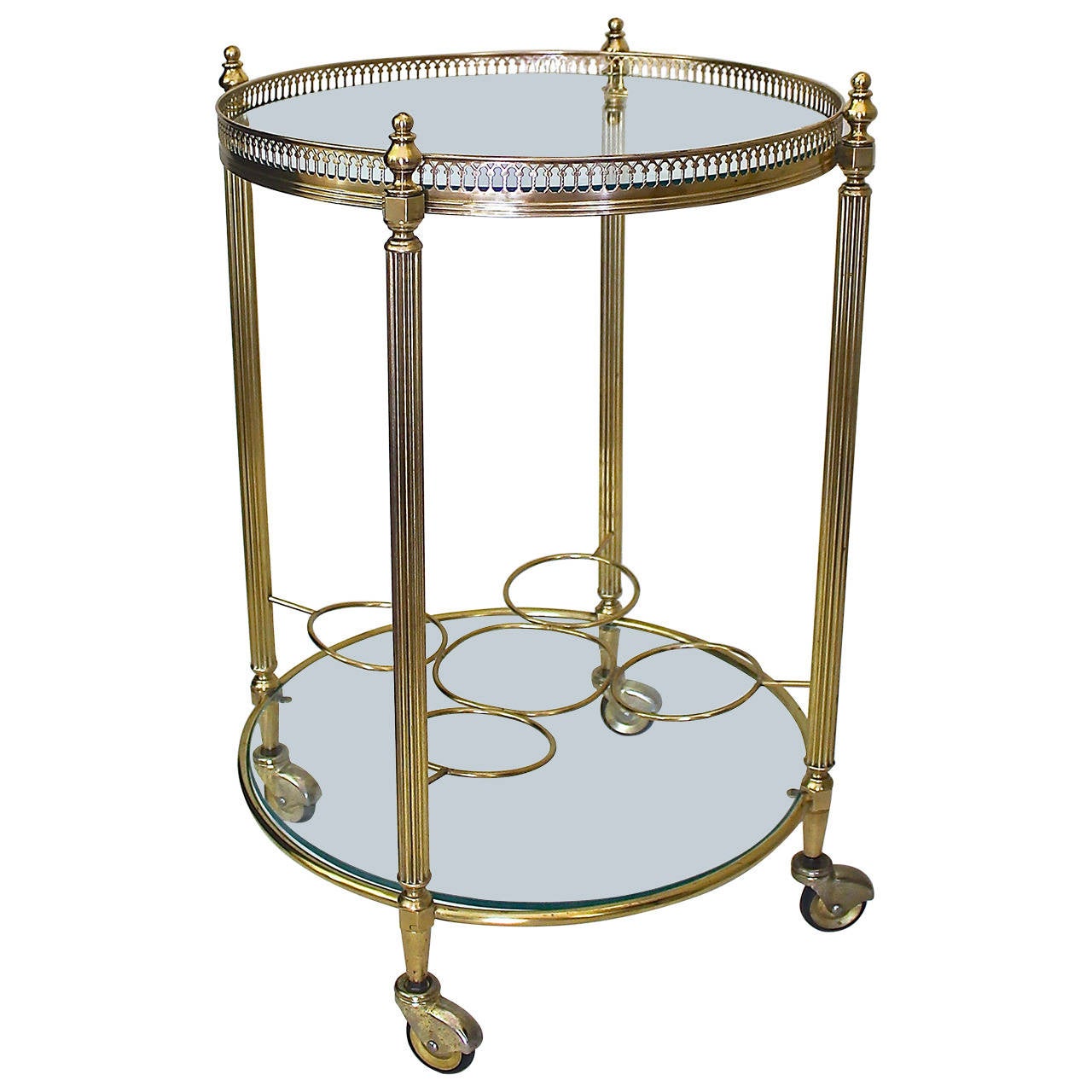 French Brass TwoTier Bar Cart or Side Table at 1stDibs