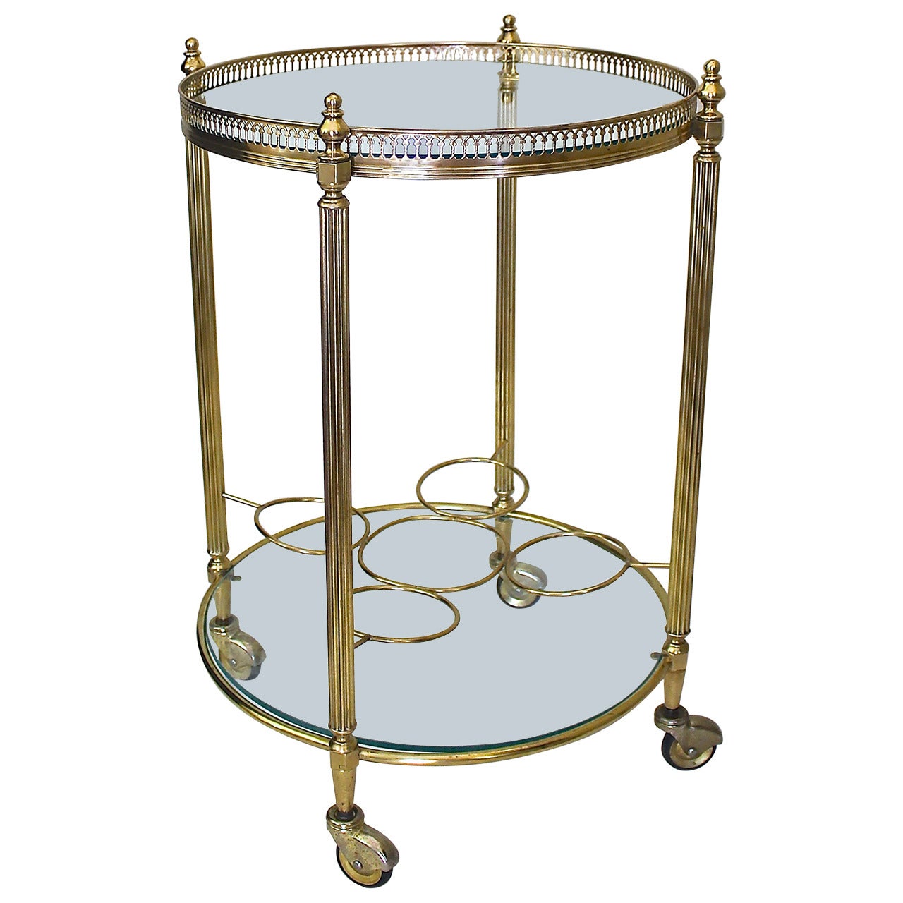 French Brass Two-Tier Bar Cart or Side Table