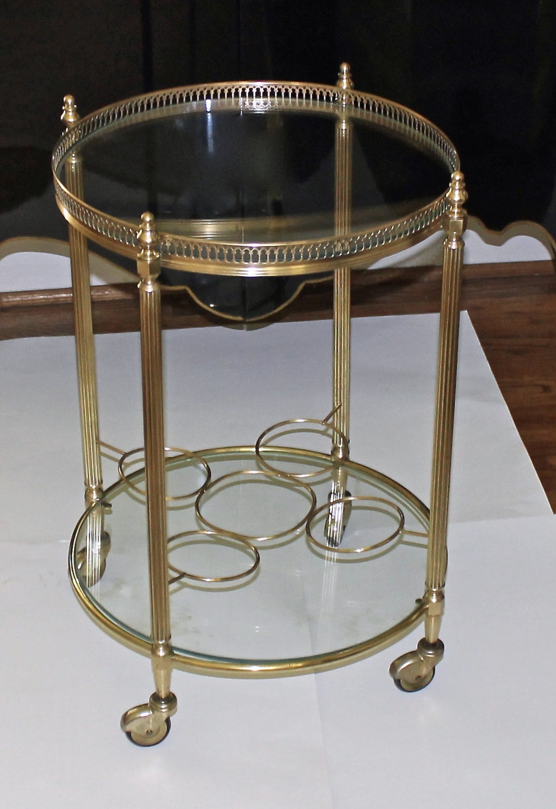 French Brass Two-Tier Bar Cart or Side Table 4