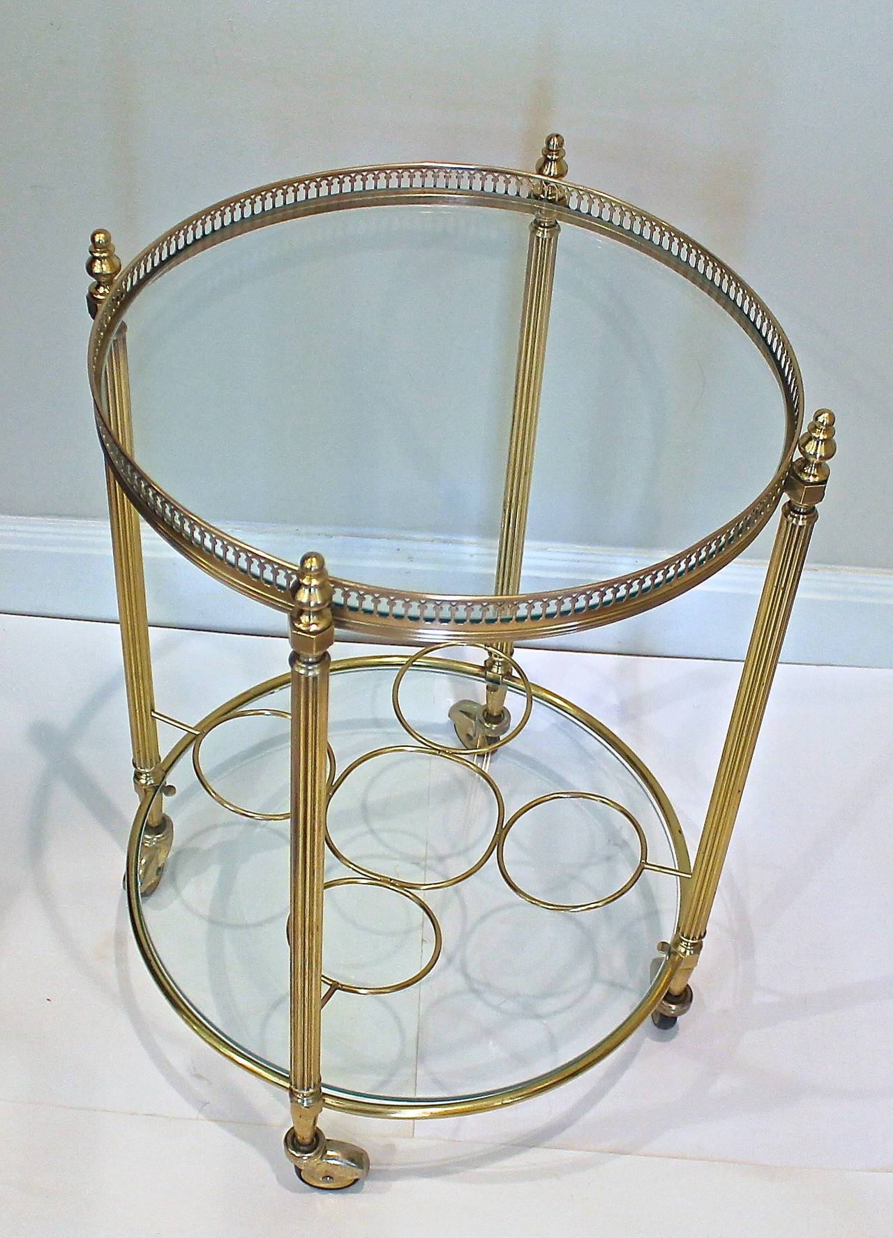 Mid-20th Century French Brass Two-Tier Bar Cart or Side Table