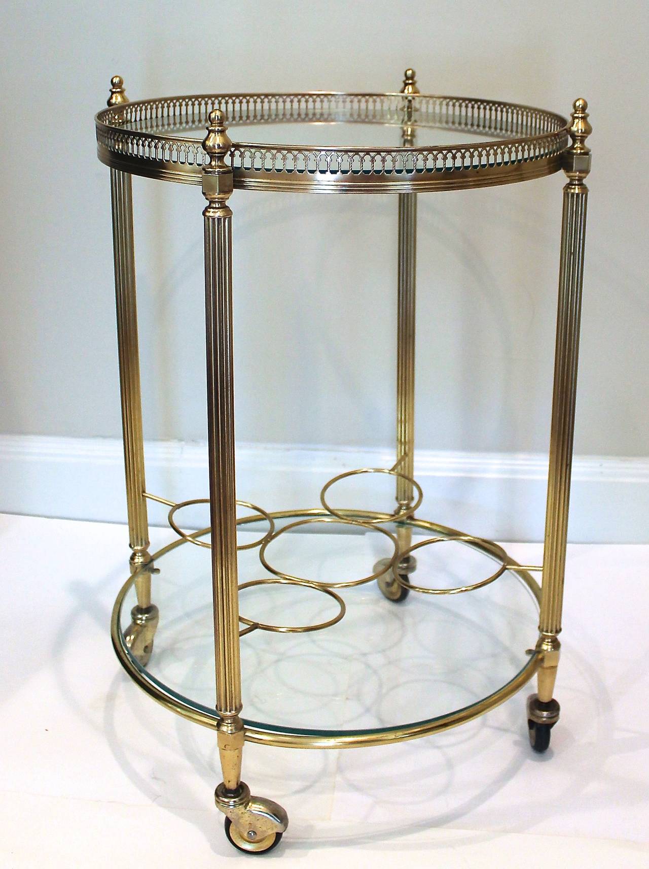 French Brass Two-Tier Bar Cart or Side Table 1