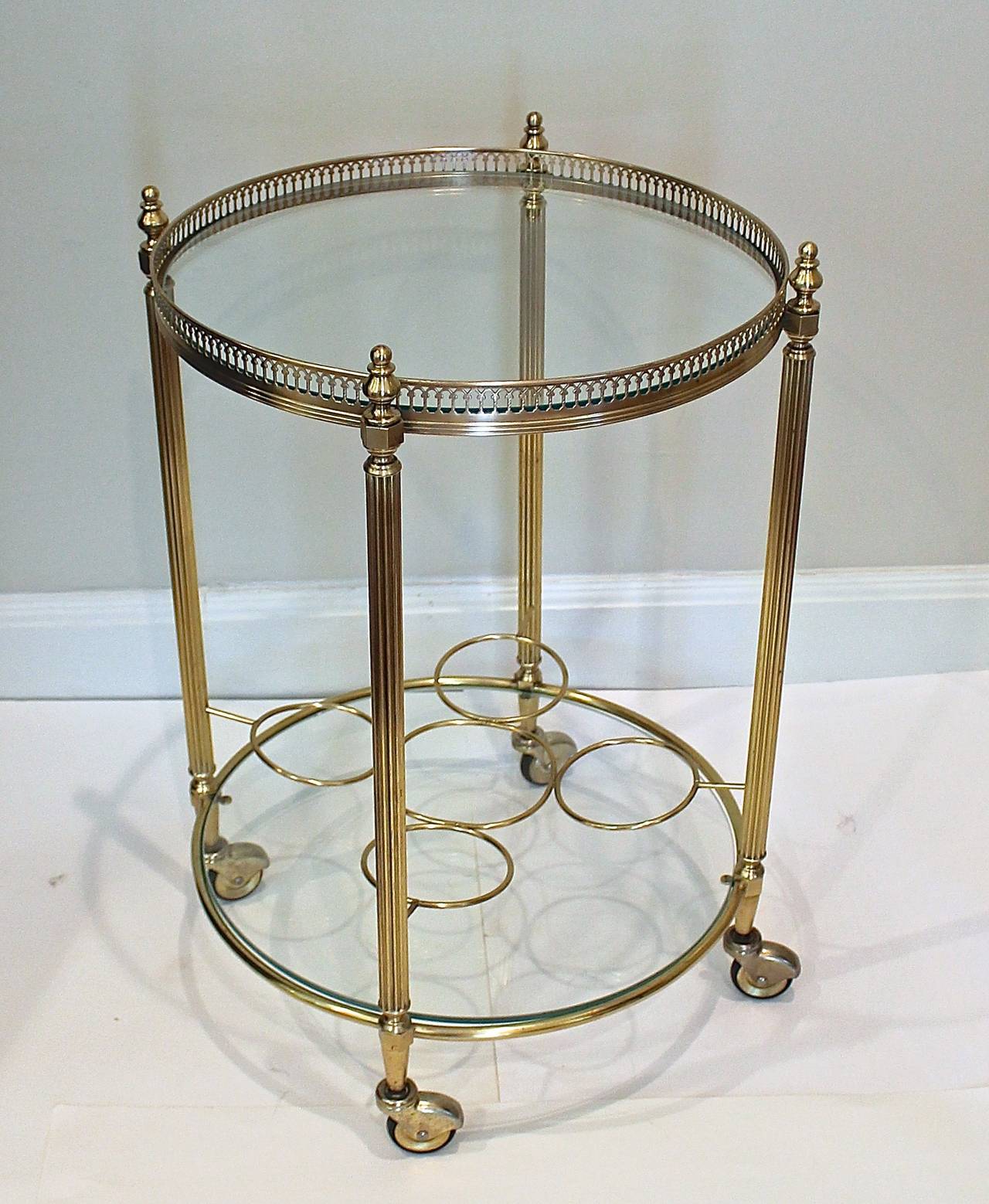 French Brass Two-Tier Bar Cart or Side Table In Good Condition In Palm Springs, CA