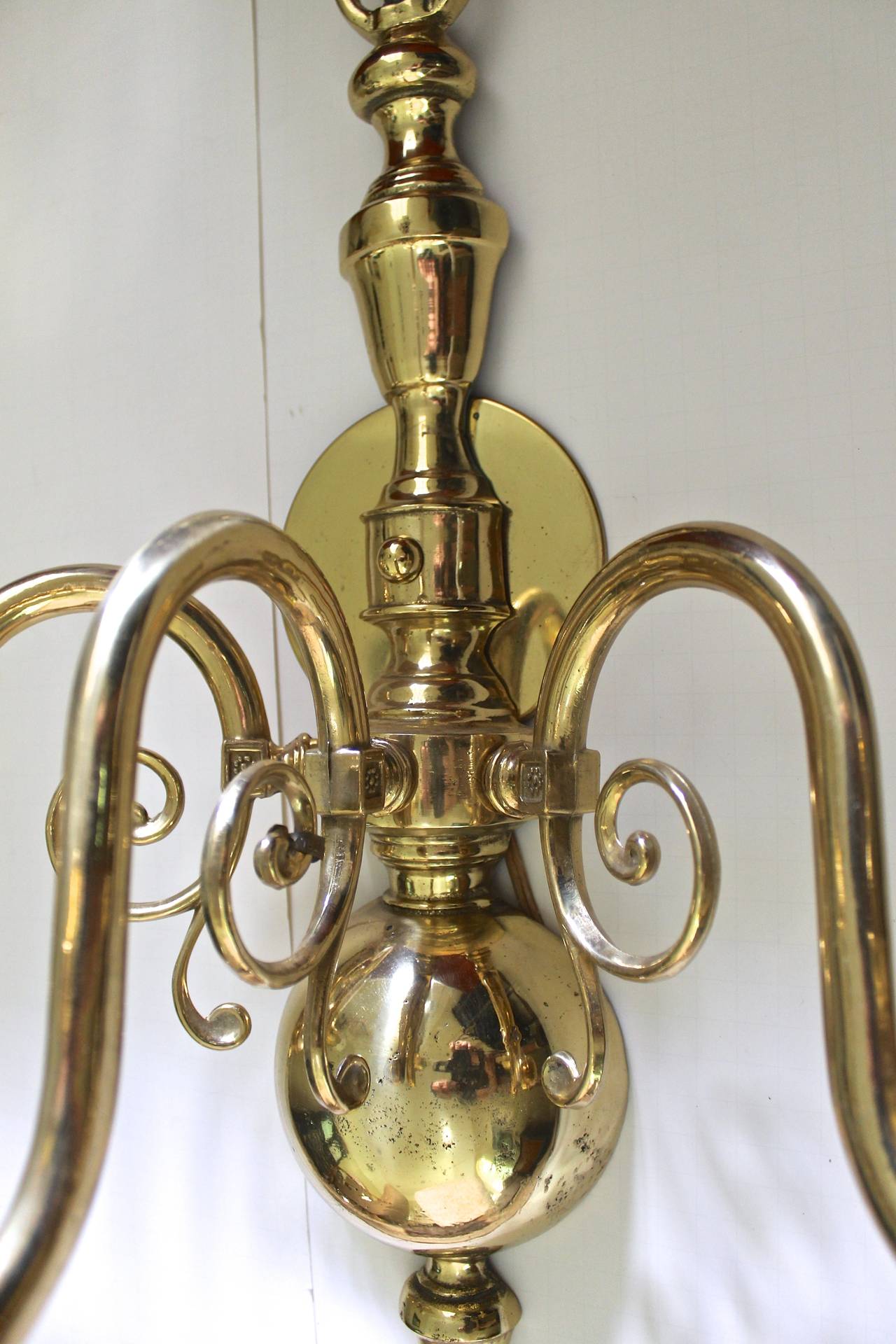 Huge Pair Georgian Style Brass Three-Light Sconces at 1stdibs