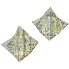 Pair Mazzega Opalescent "Manta Ray" Glass Wall Sconces