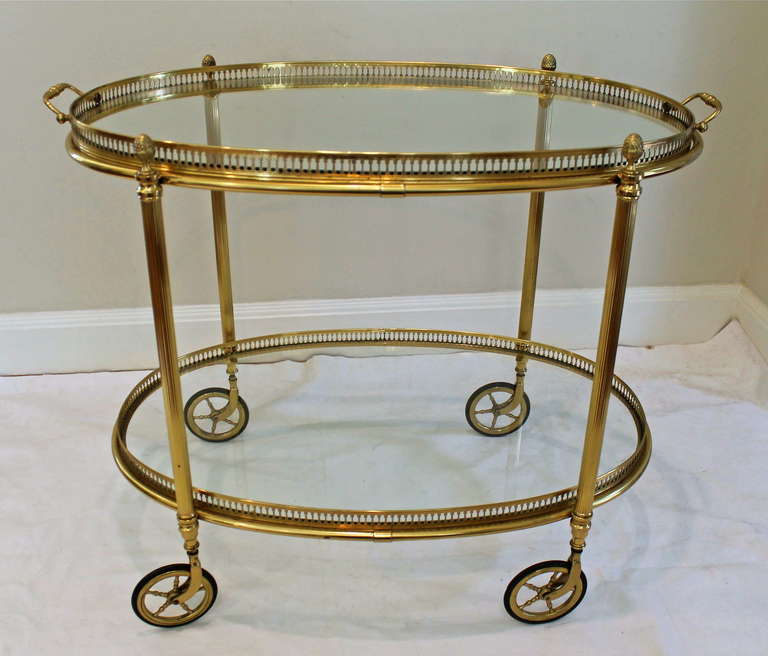 French Brass Bar Cart In Excellent Condition In Palm Springs, CA