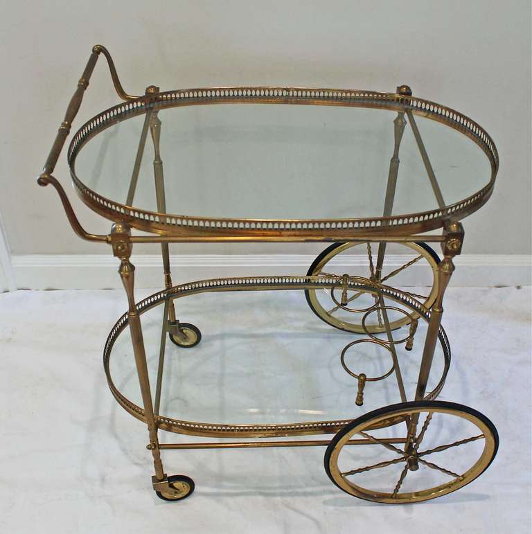 Mid-20th Century French Brass Bar Cart