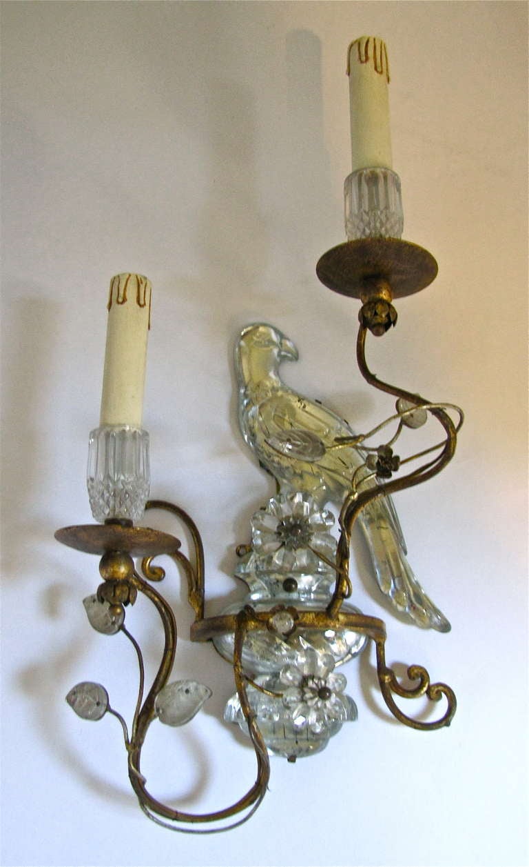 Mid-20th Century Single Bagues Style Parrot Motif Wall Sconce