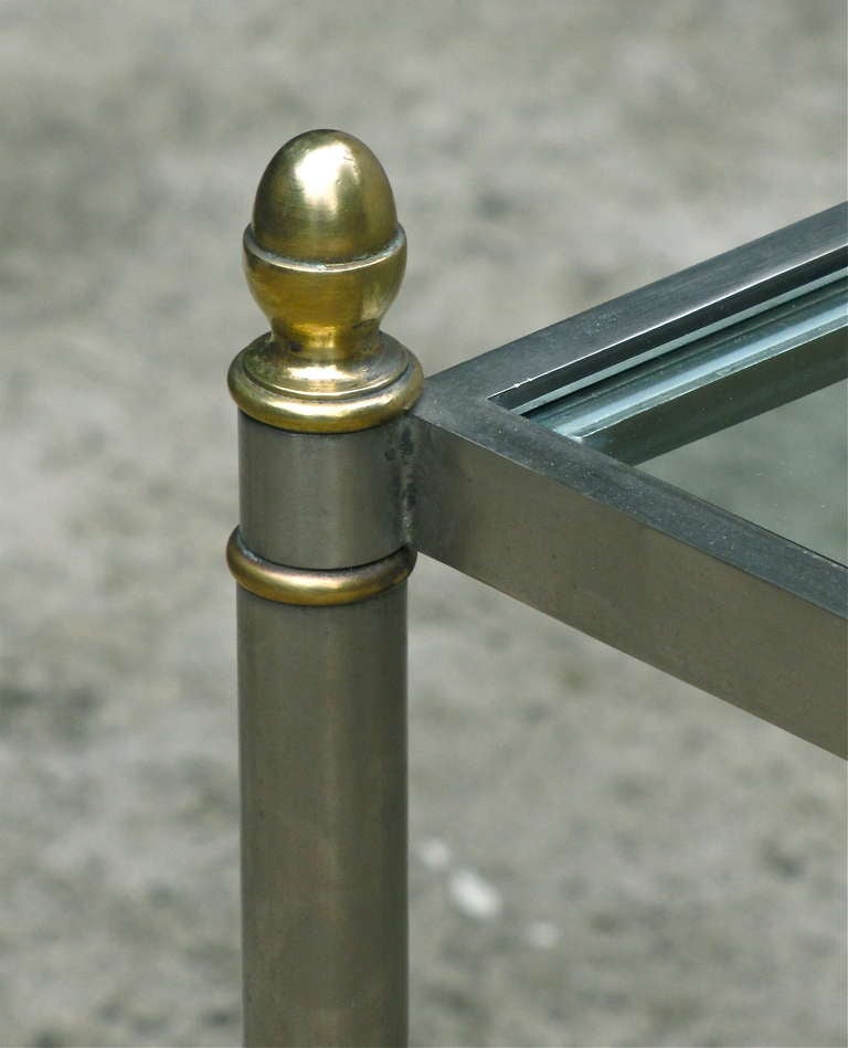 Pair of Italian Jansen Style Steel Brass Side End Tables 2