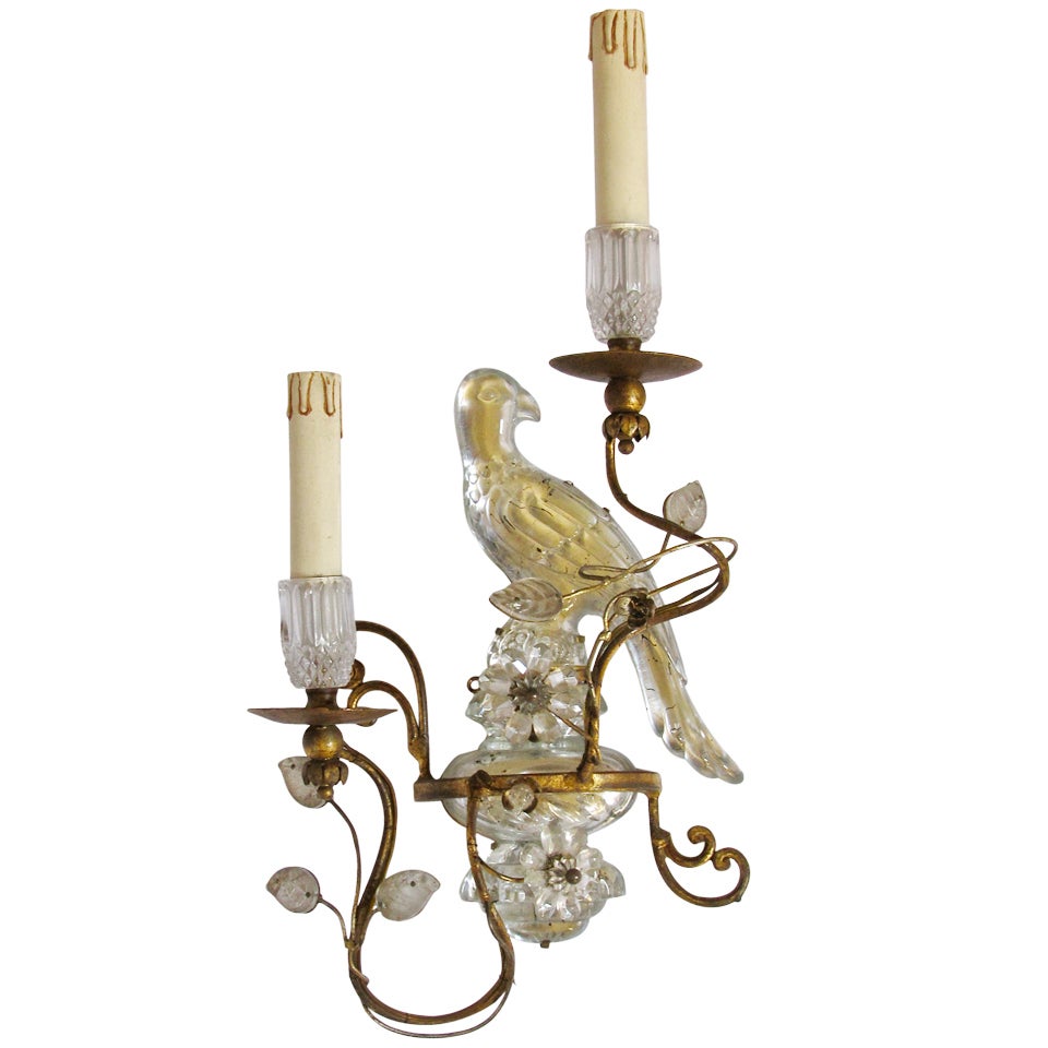 Single Bagues Style Parrot Motif Wall Sconce