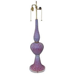 Tall Murano Opalescent Fushia Controlled Bubble Table Lamp