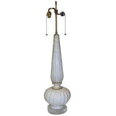 Tall Murano White Gold Controlled Bubbles Table Lamp